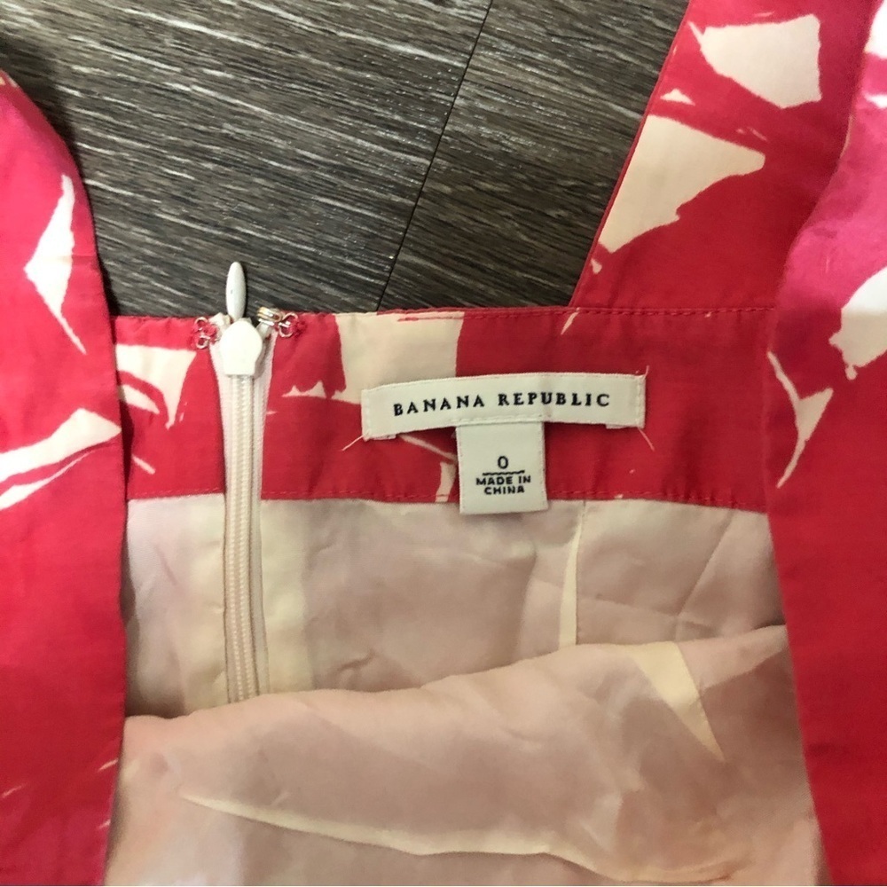 Banana Republic Pink White Floral Silk Cotton Strapless Dress Size 0 - Picture 4 of 6